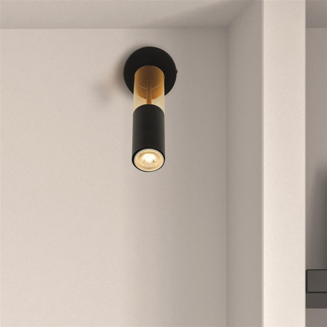 Merrygold Wall Light - Black Metal & Amber Acrylic - Comet Lighting