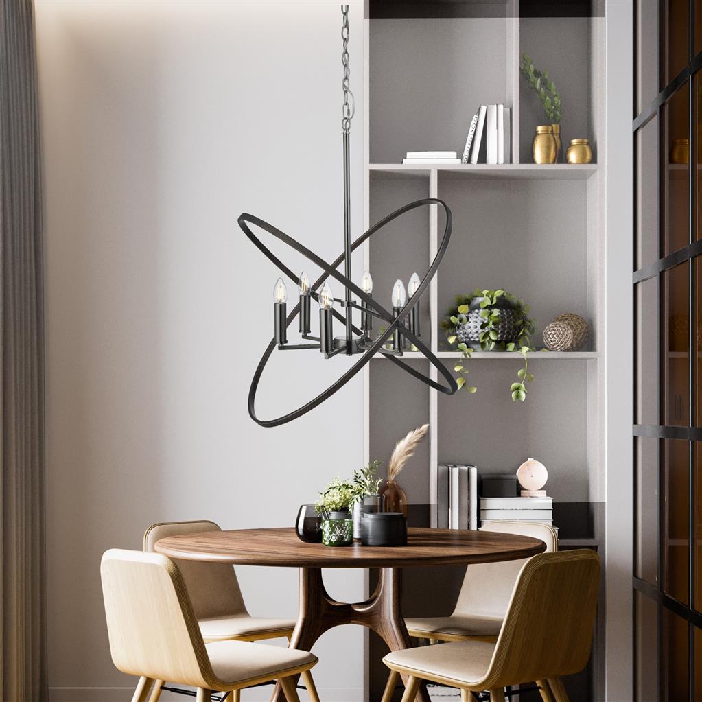 Hoopla 6Lt Pendant - Pewter Metal