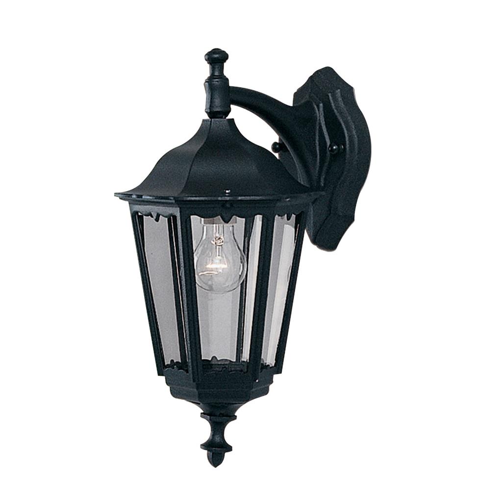 Searchlight Bel Aire Black Outdoor Wall Downlight Glass - Comet Lighting