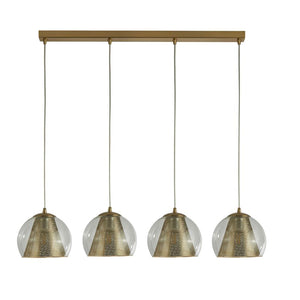 Conio 4Lt Pendant - Satin Brass Metal & Glass - Comet Lighting