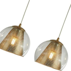 Conio 4Lt Pendant - Satin Brass Metal & Glass - Comet Lighting