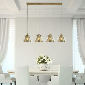 Conio 4Lt Pendant - Satin Brass Metal & Glass - Comet Lighting
