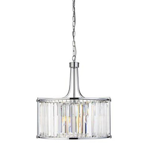 Searchlight Victoria 5Lt Drum Pendant| Chrome With Crystal Glass - Comet Lighting