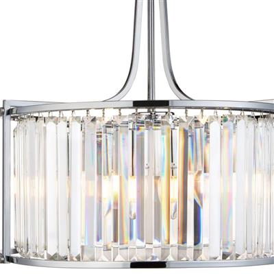 Searchlight Victoria 5Lt Drum Pendant| Chrome With Crystal Glass - Comet Lighting