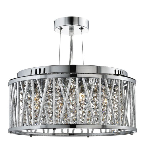 Searchlight Elise Chrome 3 Light Fitting Crystal Button Drops