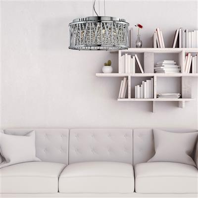 Searchlight Elise Chrome 4 Light Fitting Crystal Button Drops - Comet Lighting