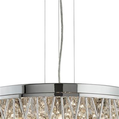 Searchlight Elise 7 Light Ceiling Flush Chrome Drops Aluminium - Comet Lighting