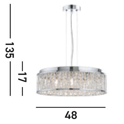 Searchlight Elise 7 Light Ceiling Flush Chrome Drops Aluminium