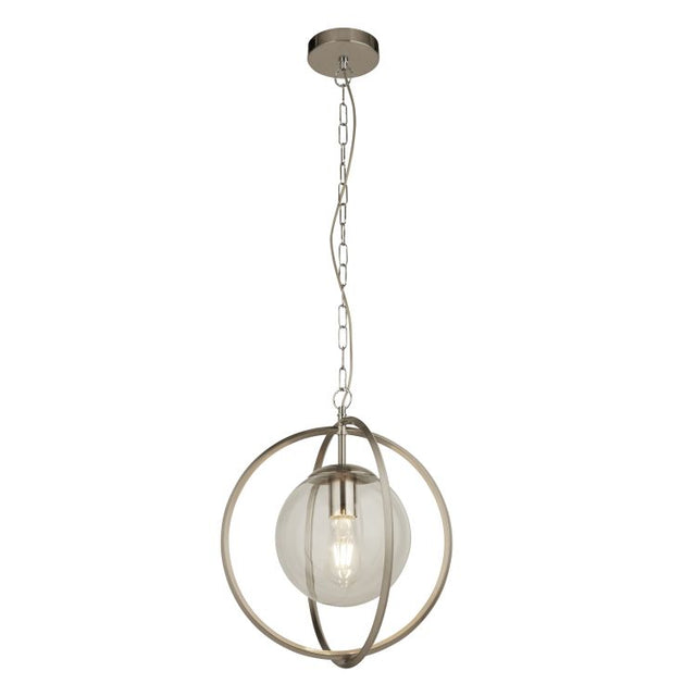Searchlight 1Lt Pendant, Satin Silver And Clear