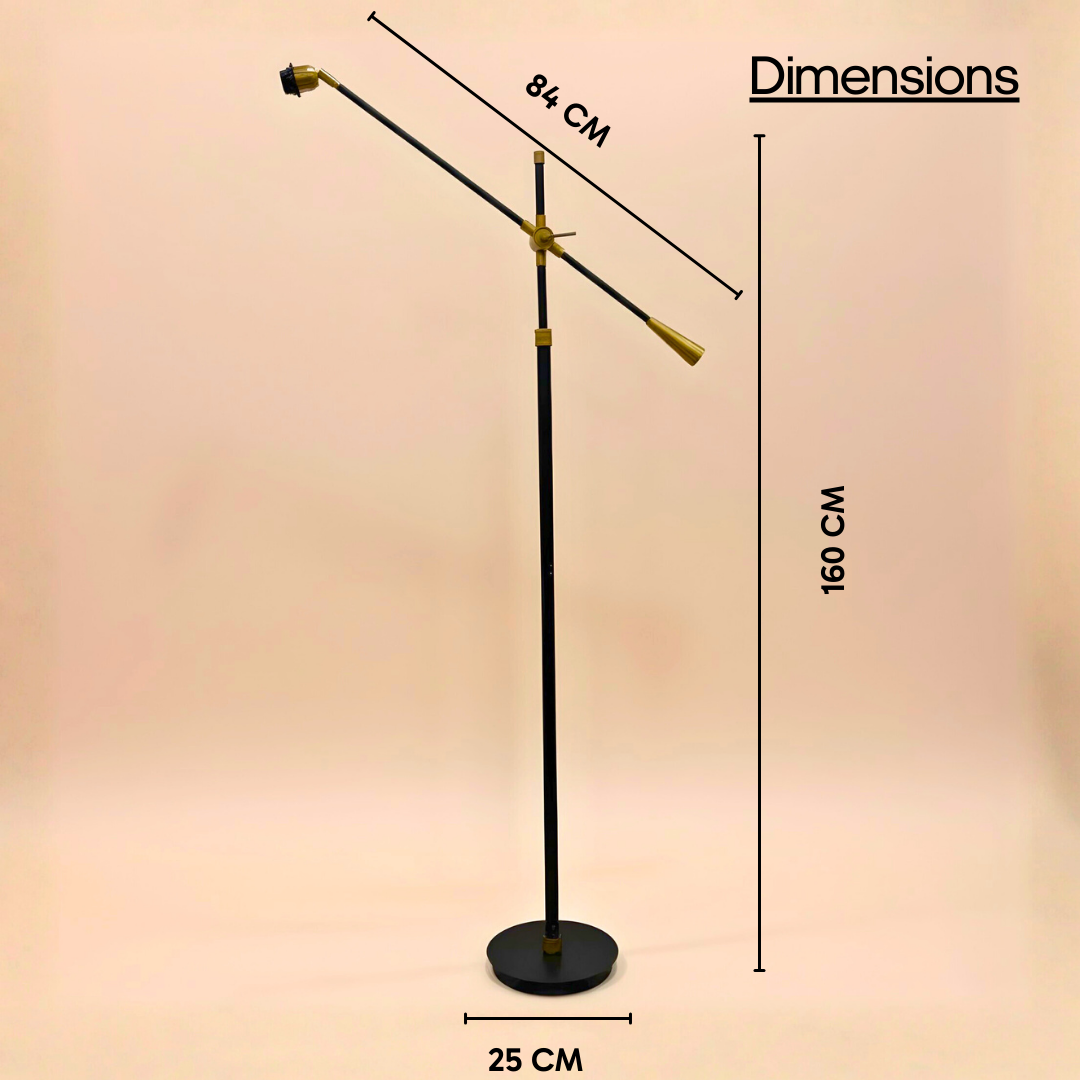 AARTIN GAMA FLOOR LAMP IN ANTIQUE BRASS & MATTE BLACK (BASE ONLY)