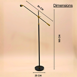 AARTIN GAMA FLOOR LAMP IN ANTIQUE BRASS & MATTE BLACK (BASE ONLY)