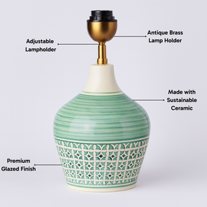 AARTIN EDEN TABLE LAMP IN CERAMIC WITH GLAZED GREEN PATTERN (BASE ONLY)