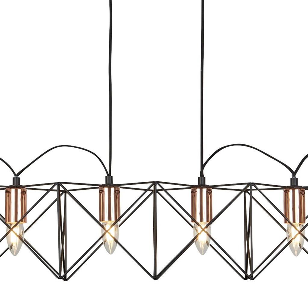 Anthea 6Lt Metal Pendant - Black Metal & Copper