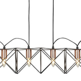 Anthea 6Lt Metal Pendant - Black Metal & Copper - Comet Lighting