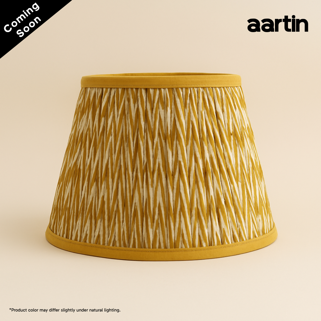 AARTIN 30 CM GOLDEN CHEVRONS STRAIGHT EMPIRE GATHERED LAMPSHADE IN COTTON