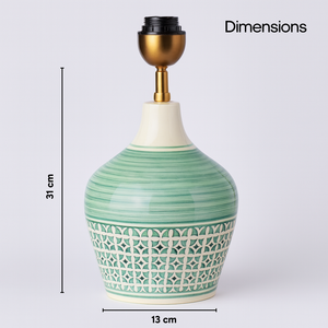 AARTIN EDEN TABLE LAMP IN CERAMIC WITH GLAZED GREEN PATTERN (BASE ONLY)