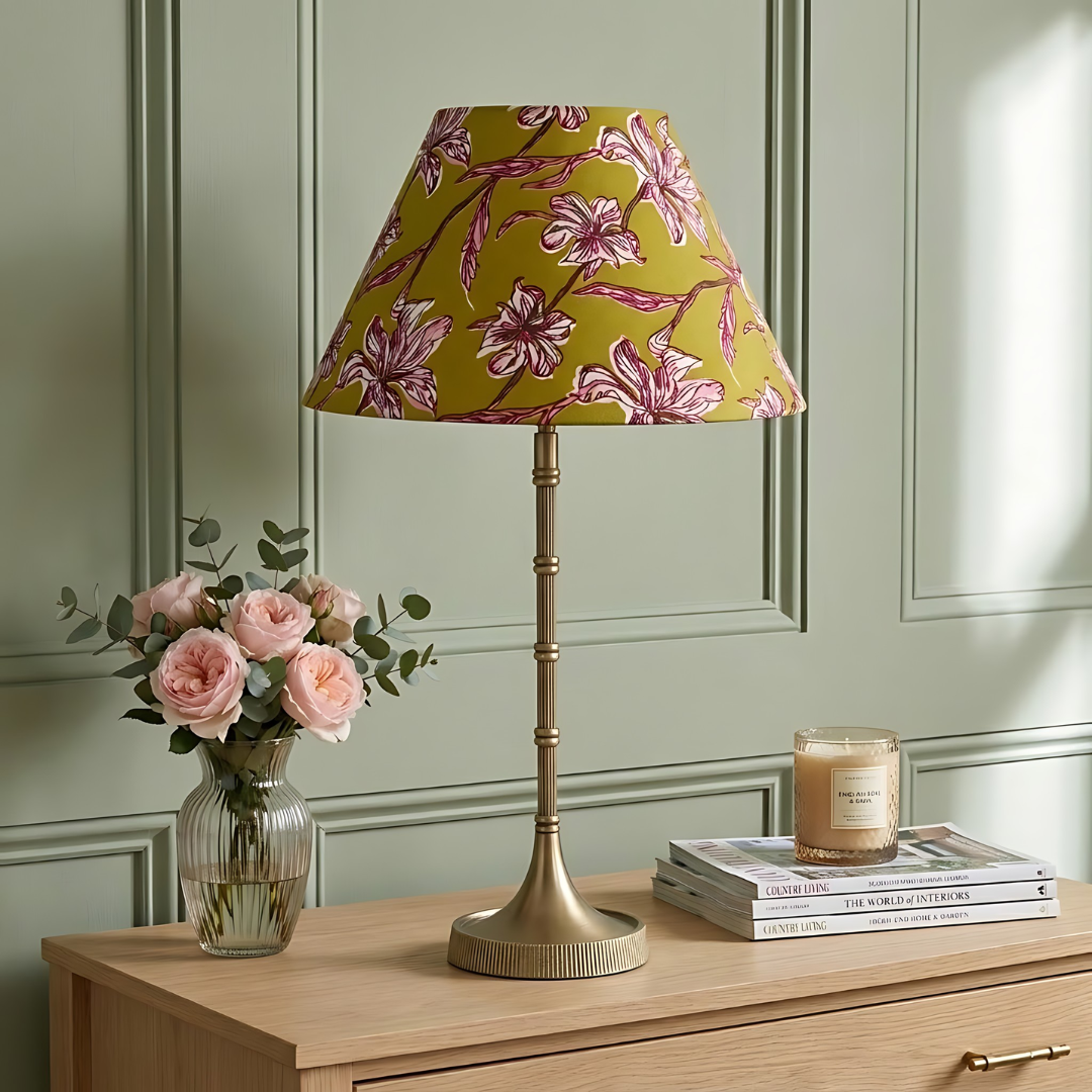 AARTIN Pixie Metal Table Lamp With Honey Petals Lampshade