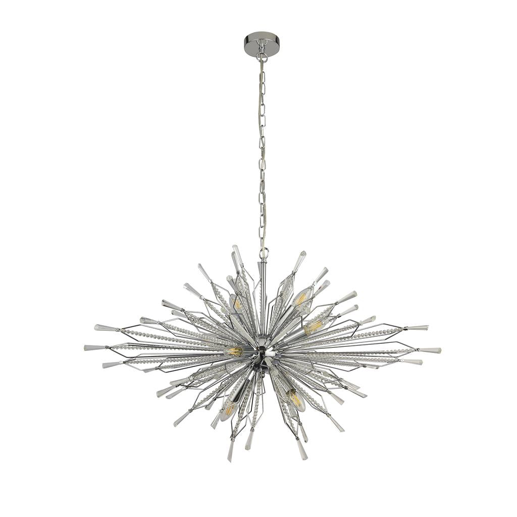 Starburst 8Lt Ceiling Pendant - Chrome & Glass - Comet Lighting