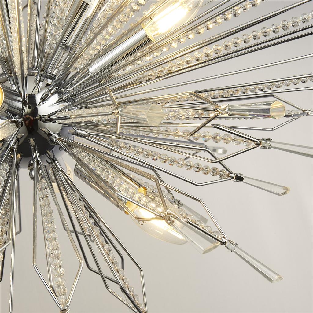 Starburst 8Lt Ceiling Pendant - Chrome & Glass - Comet Lighting