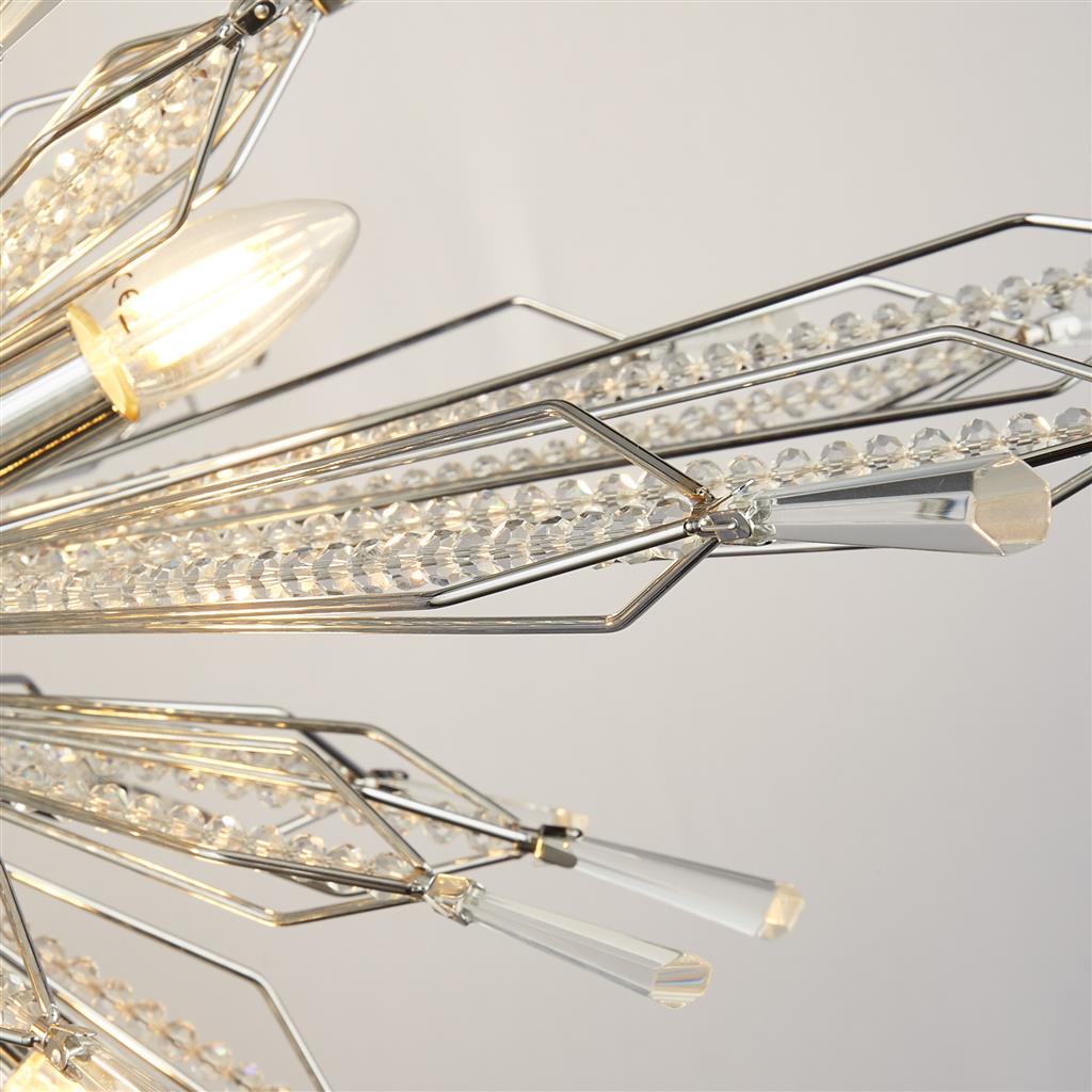 Starburst 8Lt Ceiling Pendant - Chrome & Glass - Comet Lighting