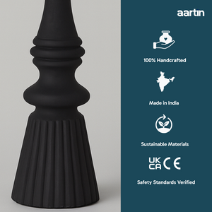 AARTIN CELESTIA TABLE LAMP IN WOOD WITH MATTE BLACK FINISH (BASE ONLY)