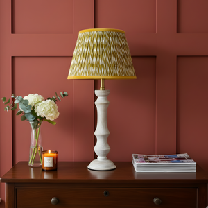 AARTIN Eliza Wood Table Lamp With Mustard Yellow Chevrons Lampshade