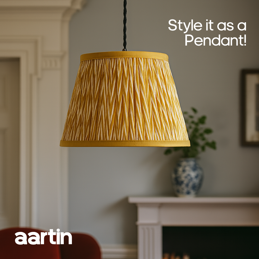 AARTIN 30 CM GOLDEN CHEVRONS STRAIGHT EMPIRE GATHERED LAMPSHADE IN COTTON