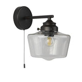 Searchlight 1Lt School House Wall Light | Black With Opal Glass