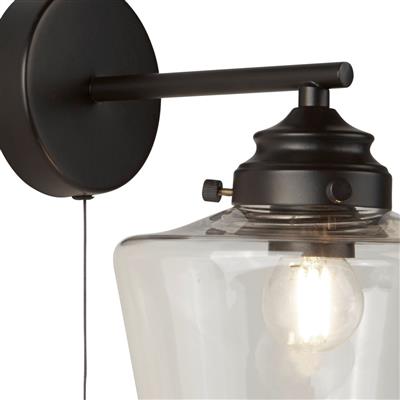 Searchlight 1Lt School House Wall Light | Black With Opal Glass