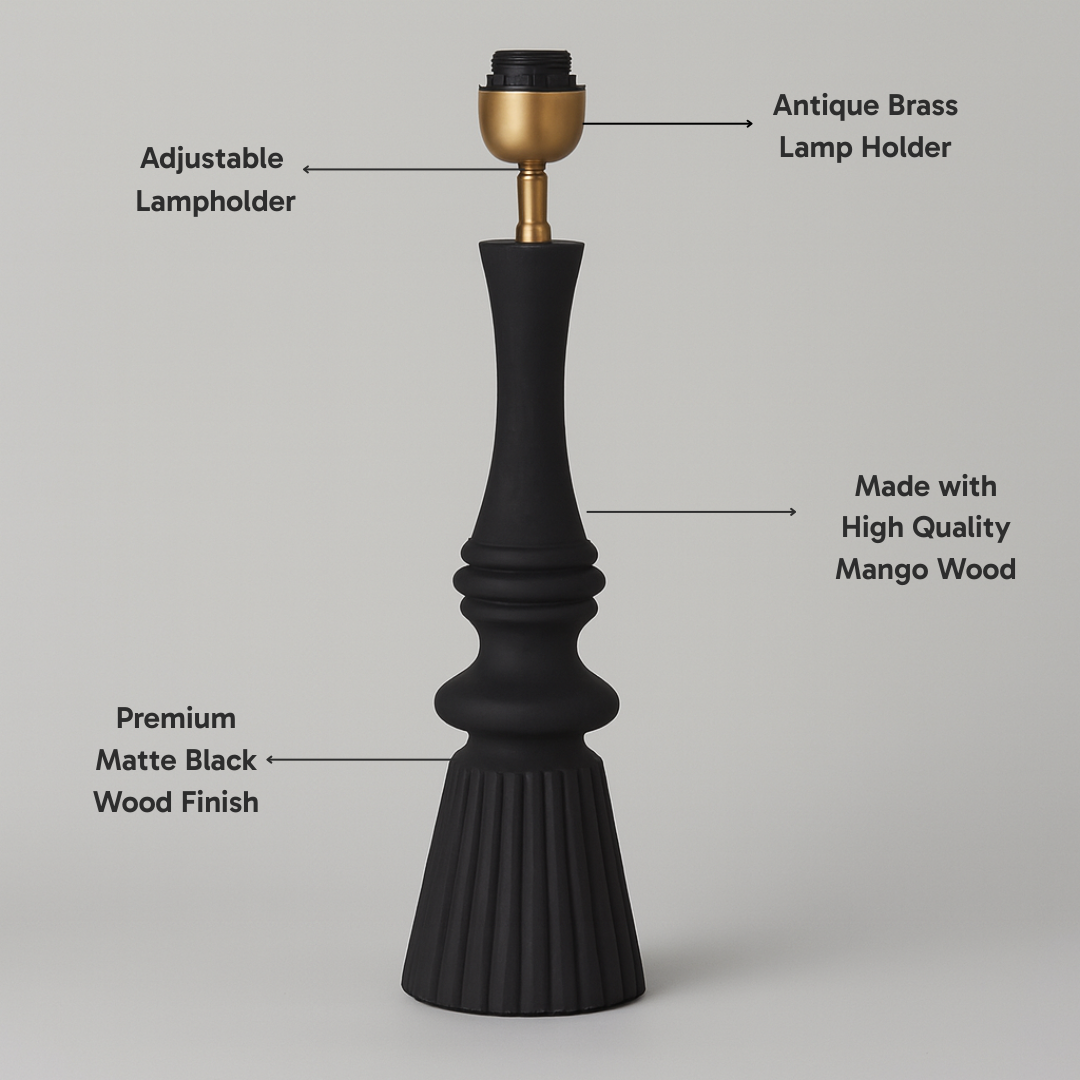 AARTIN CELESTIA TABLE LAMP IN WOOD WITH MATTE BLACK FINISH (BASE ONLY)