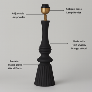 AARTIN CELESTIA TABLE LAMP IN WOOD WITH MATTE BLACK FINISH (BASE ONLY)