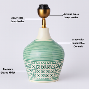 AARTIN EDEN TABLE LAMP IN CERAMIC WITH GLAZED GREEN PATTERN (BASE ONLY)