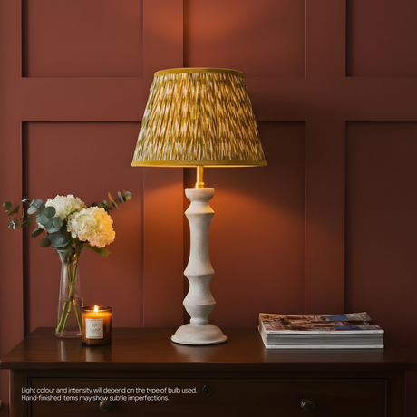 AARTIN Eliza Wood Table Lamp & Golden Chevrons Lampshade