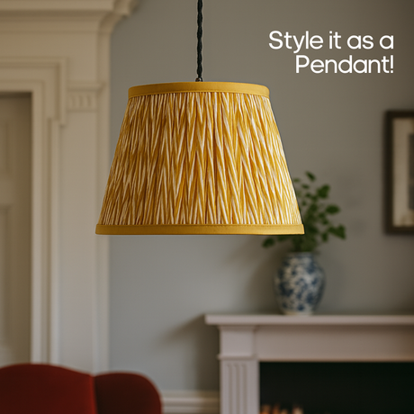 AARTIN 30 CM GOLDEN CHEVRONS STRAIGHT EMPIRE GATHERED LAMPSHADE IN COTTON