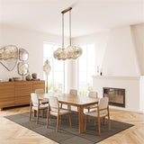 Wagon Wheel 10Lt Bar Pendant -Bronze Metal,Clear/Amber Glass