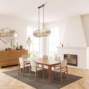 Wagon Wheel 10Lt Bar Pendant -Bronze Metal,Clear/Amber Glass
