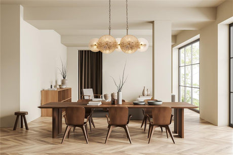 Wagon Wheel 10Lt Bar Pendant -Bronze Metal,Clear/Amber Glass