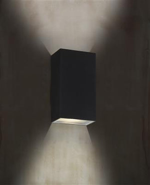 Caesar Outdoor Up/Down LED Rectangle Wall Light - Black - Comet Lighting