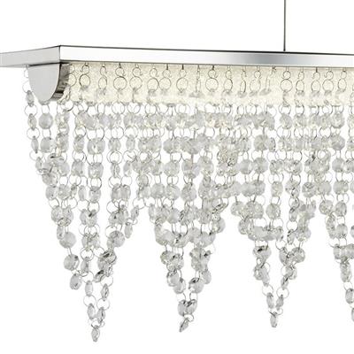 Drape LED Bar Pendant - Chrome Metal & Clear Crystal