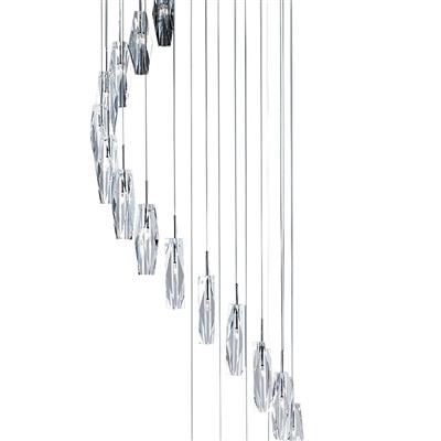 Sculptured Ice 20Lt Multi-Drop Pendant-Chrome, Clear Crystal