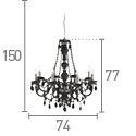 Searchlight Marie Therese 8Lt Chandelier Crystal Drops, Light Grey