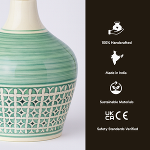 AARTIN EDEN TABLE LAMP IN CERAMIC WITH GLAZED GREEN PATTERN (BASE ONLY)