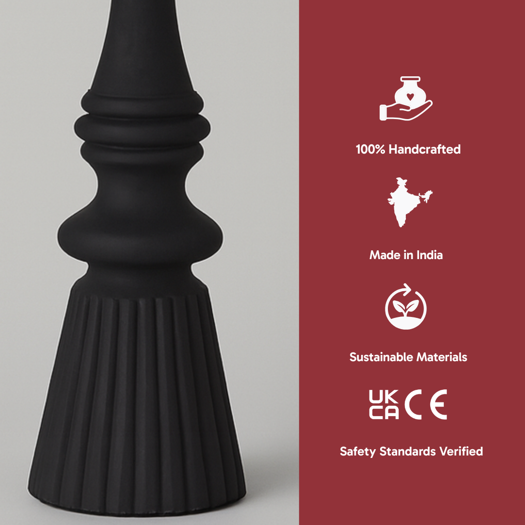 AARTIN CELESTIA TABLE LAMP IN WOOD WITH MATTE BLACK FINISH (BASE ONLY)