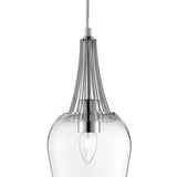 Searchlight Whisk Pendant Light Chrome Trim Glass Shade - Comet Lighting