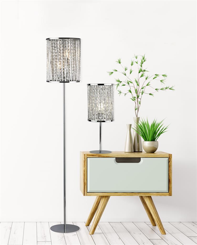 Searchlight Elise 1Lt Table Lamp| Chrome | Crystal Drops