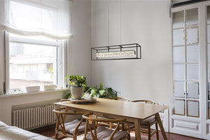 Elevator LED Pendant -  Matt Black Frame & Crystal Centre - Comet Lighting