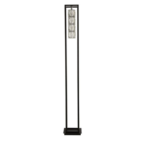 Searchlight Elevator Floor Lamp - Matt Black Frame & Crystal Centre