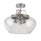 Searchlight Boule 3Lt Semi Flush| Satin Silver/Clear - Comet Lighting