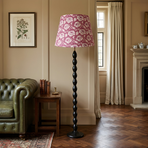 AARTIN Ripple Wood Floor Lamp With Peony Petals Lampshade