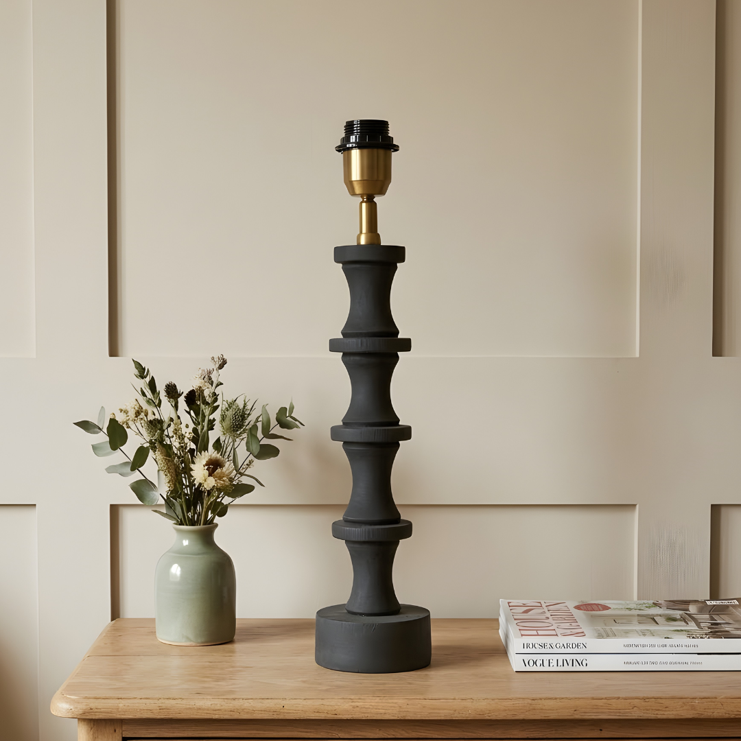 AARTIN Nova Wood Table Lamp - Matte Black Wood Finish ( Base Only )